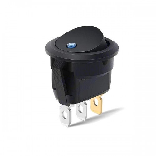 Кнопка KCD1 3pin чорна з синім LED індикатором Кнопка KCD1 3pin чорна з синім LED індикатором